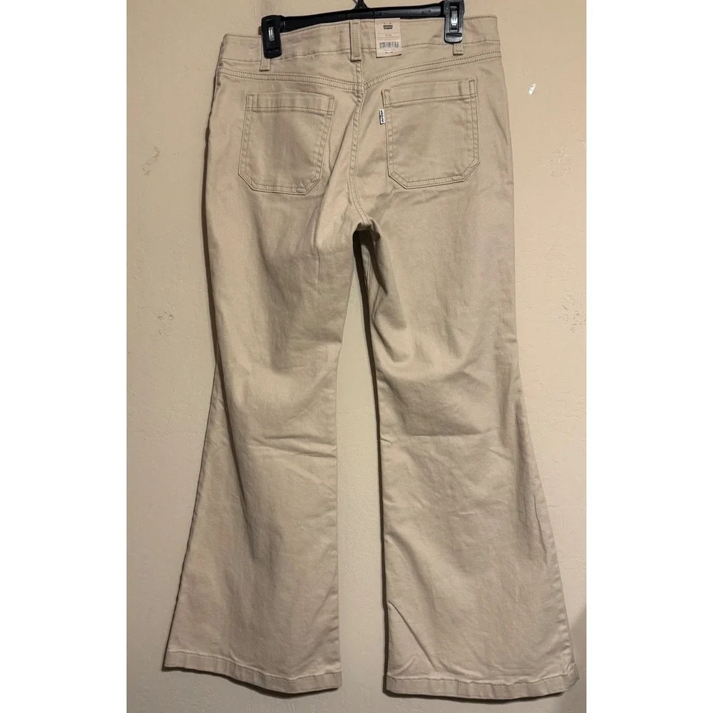 Levi's Superlow Flare Jeans‎ Khaki Beige Pants Women 31x32 Wide Leg Stretch NEW